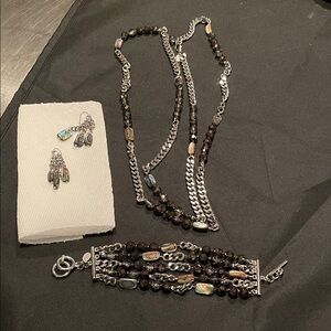 Silver and Black Jewelry Set.